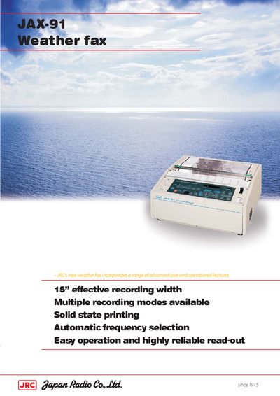 JRC JAX-91 Weather Fax User Manual - cover page