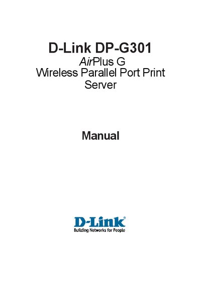 D-Link DP-G301 Wireless Parallel Port Print Server User Manual - cover page
