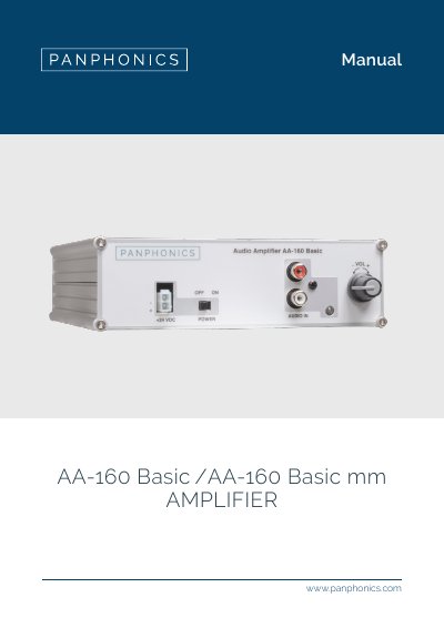 Panphonics AA-160 Basic Amplifier User Manual