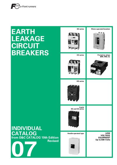 Fuji Electric SG, EG, HG Series Earth Leakage Circuit Breakers Catalog - cover page