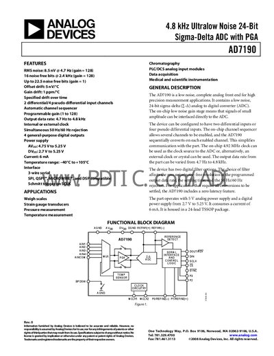 Analog Devices AD7190 Datasheet - cover page
