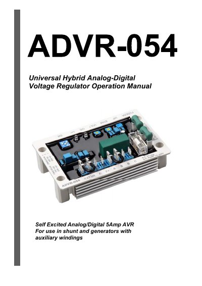 Universal ADVR-054 Hybrid Analog-Digital Voltage Regulator Operation Manual
