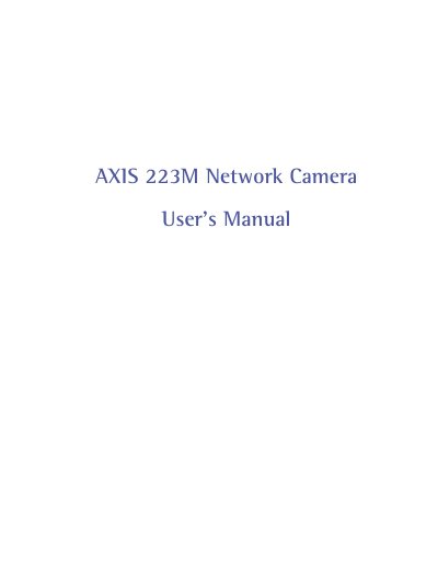 Axis 223M Network Camera User Manual - cover page