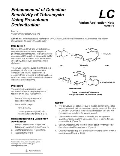Varian 9100 AutoSampler Application Note 5 - cover page