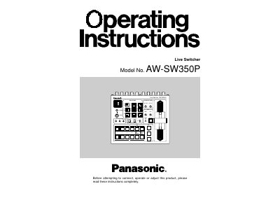 Panasonic AW-SW350P Live Switcher User Manual - cover page