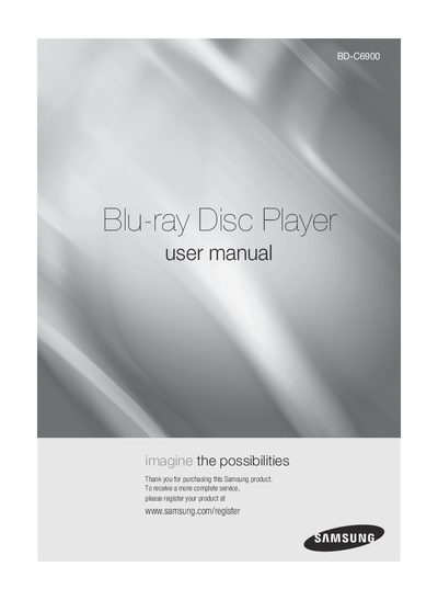 Samsung BD-C6900 Blu-ray Disc Player User Manual - cover page