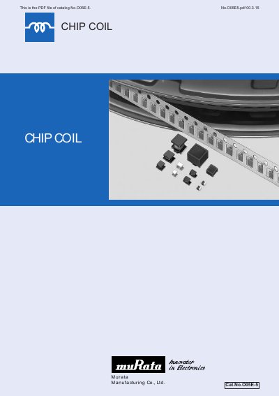 Murata O05E-5 Chip Coil Catalog - cover page
