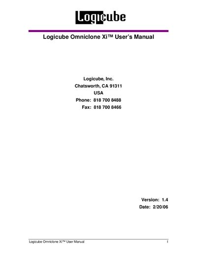 Logicube Omniclone Xi User Manual - cover page