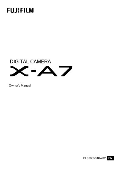 Fujifilm X-A7 Digital Camera Owner's Manual - cover page