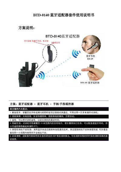 BTD BTD-0140 Bluetooth Adapter Kit User Manual - cover page