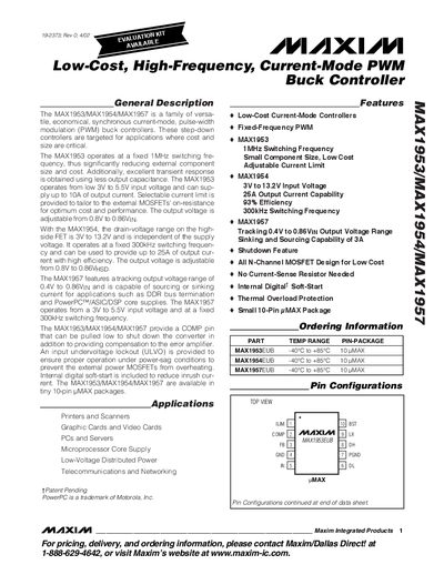 Maxim MAX1953/MAX1954/MAX1957 Datasheet