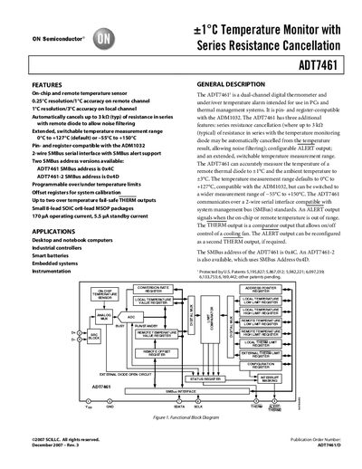 ON Semiconductor ADT7461 Datasheet - cover page