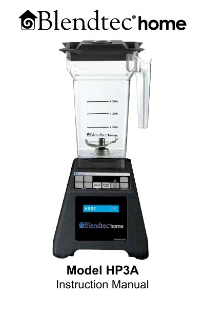 Blendtec HP3A Blender Instruction Manual - cover page