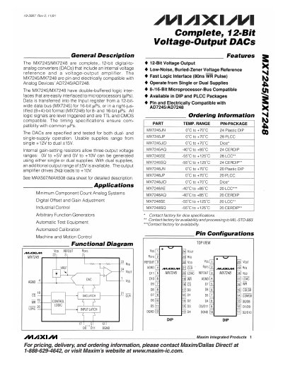 Maxim MX7245/MX7248 Voltage-Output DAC Datasheet - cover page