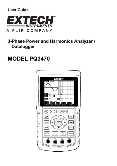 Extech PQ3470 3-Phase Power and Harmonics Analyzer User Guide