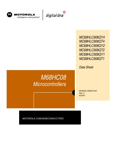 MOTOROLA M68HC08 Microcontrollers Manual - cover page
