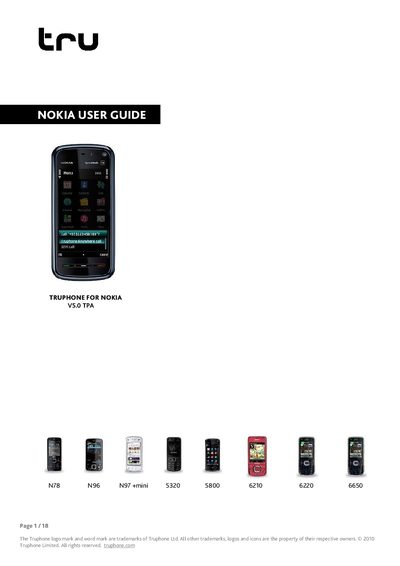 Truphone for Nokia User Manual - cover page