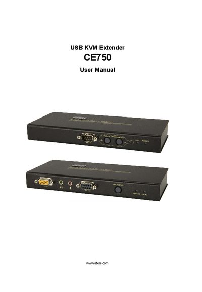 ATEN CE750 USB KVM Extender User Manual - cover page