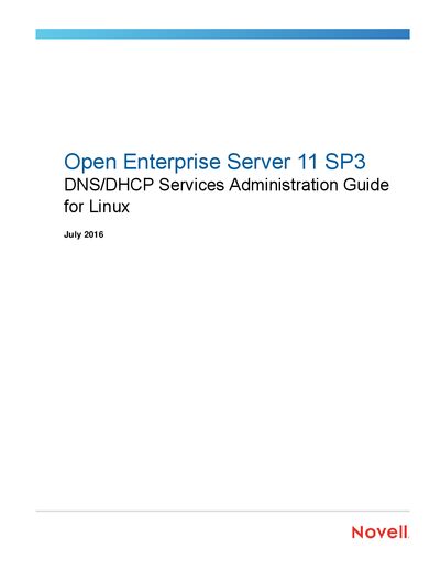 Novell Open Enterprise Server 11 SP3 DNS/DHCP Services Administration Guide for Linux - cover page