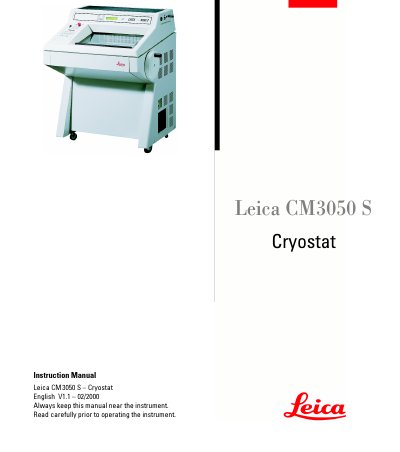 Leica CM3050 S Cryostat Manual - cover page