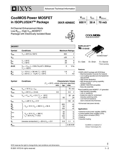 IXYS IXKR 40N60C Datasheet - cover page