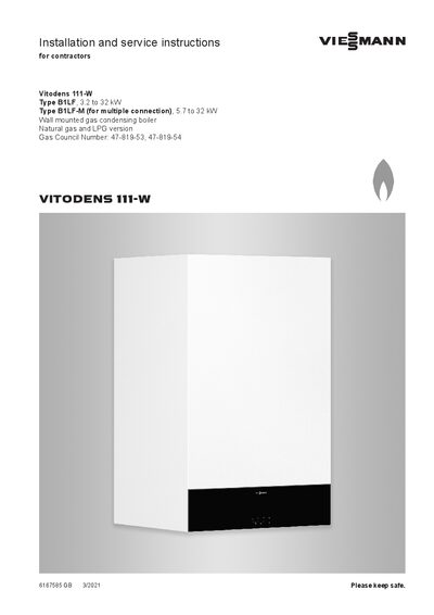 Viessmann Vitodens 111-W Installation and Service Instructions - cover page