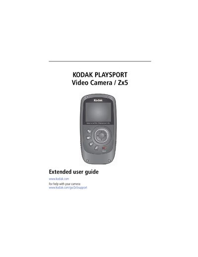 Kodak PLAYSPORT Zx5 Video Camera Extended User Guide - cover page