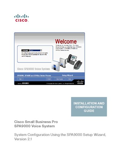 Cisco SPA9000 Voice System Installation and Configuration Guide - cover page