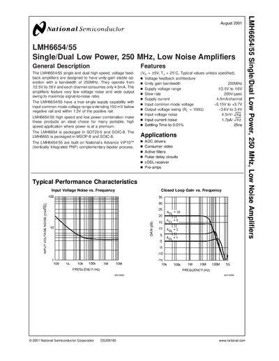 National LMH6654/55 Datasheet - cover page