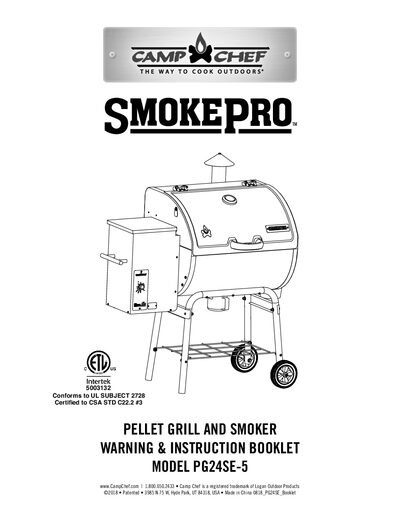 Camp Chef PG24SE-5 Pellet Grill and Smoker User Manual - cover page