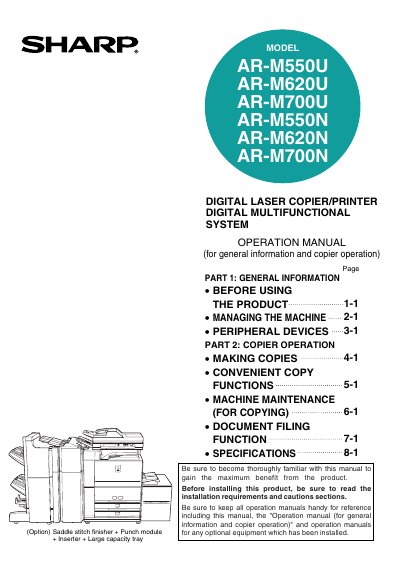 SHARP AR-M550N Manual