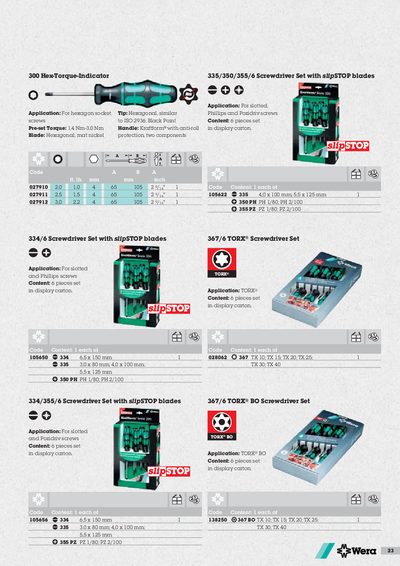 WERA 300 Hex-Torque-Indicator 335/350/355/6 Screwdriver Set with slipSTOP blades - cover page