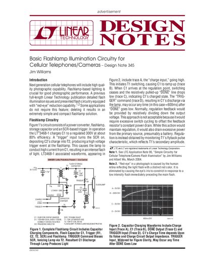Linear Technology Design Note 345 Basic Flashlamp Illumination Circuitry for Cellular Telephones/Cameras - cover page