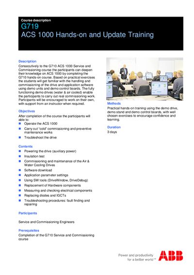 ABB ACS 1000 Hands-on Update Training Manual - cover page