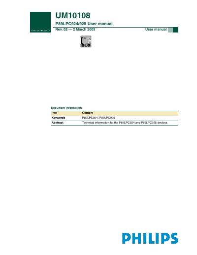 PHILIPS UM10108 P89LPC924/925 user manual - cover page