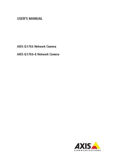 Axis Q1755-E Network Camera User Manual - cover page