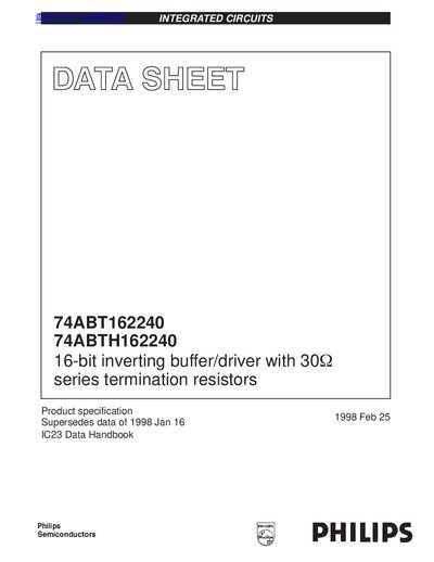 Philips 74ABT162240/74ABTH162240 Datasheet - cover page
