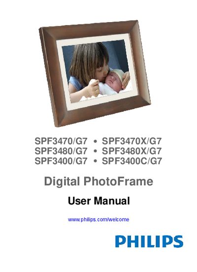 Philips SPF3470/G7, SPF3470X/G7, SPF3480/G7, SPF3480X/G7, SPF3400/G7, SPF3400C/G7 Digital PhotoFrame User Manual - cover page