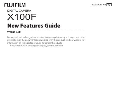 FUJIFILM X100F New Features Guide - cover page