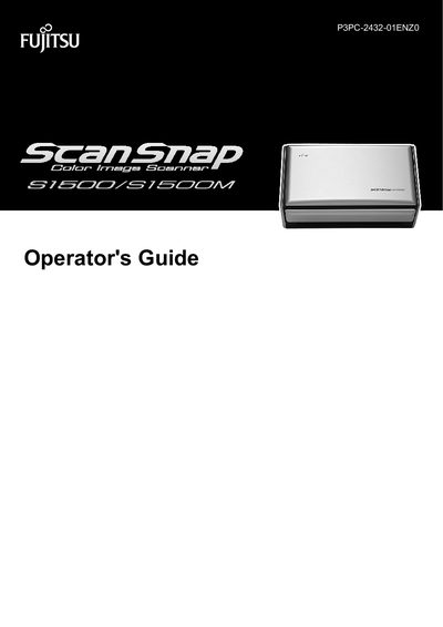 Fujitsu ScanSnap S1500/S1500M Operator's Guide - cover page