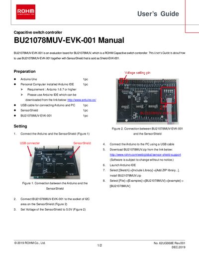 ROHM BU21078MUV-EVK-001 Evaluation Board User's Guide - cover page