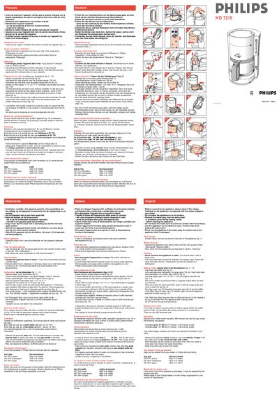 Philips HD7215 Coffee Maker User Manual - cover page