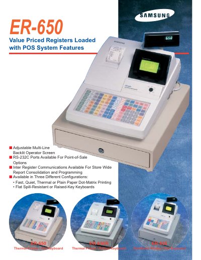 Samsung ER-650 Series Point-of-Sale Registers Product Leaflet - cover page