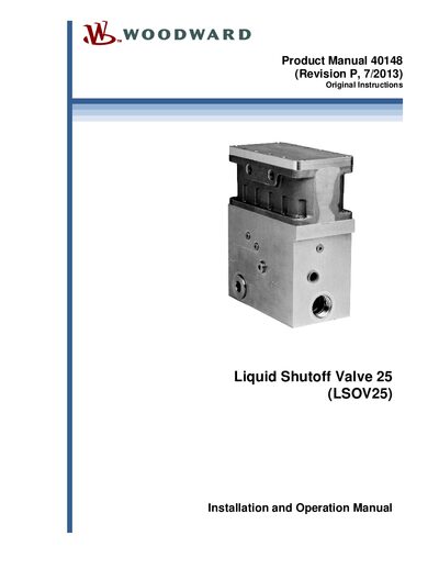 Woodward LSOV25 Liquid Shutoff Valve Installation and Operation Manual - cover page