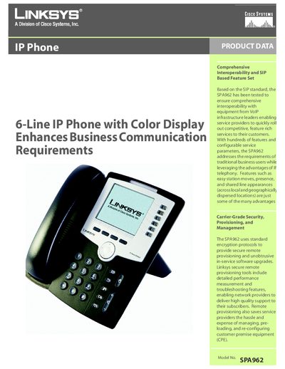 Linksys SPA962 IP Phone User Manual - cover page