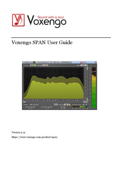 Voxengo SPAN Audio Plugin User Guide - cover page