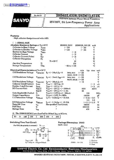 Sanyo 2SB632 Datasheet - cover page