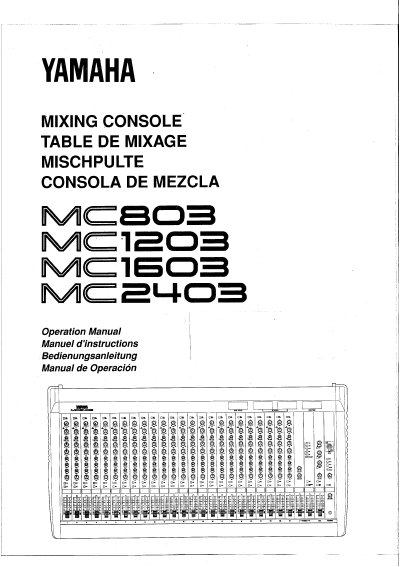 Yamaha MC803/MC1203/MC1603/MC2403 Mixing Console Operation Manual