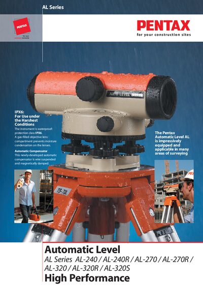 Pentax AL Series Automatic Level Product Leaflet - cover page