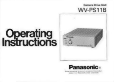 Panasonic WV-PS11B Camera Drive Unit User Manual - cover page